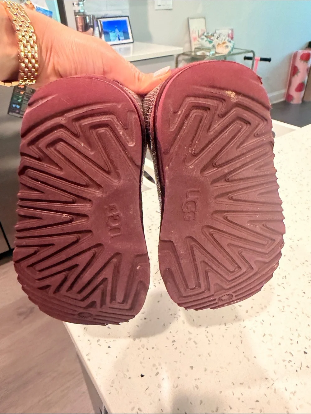 UGG Kids Sequin Boots in Burgundy
